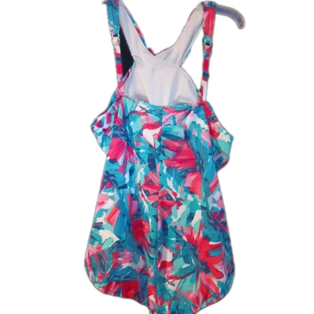 Coastal Blue One Piece Swimsuit 2X 20W-22W Abstract
